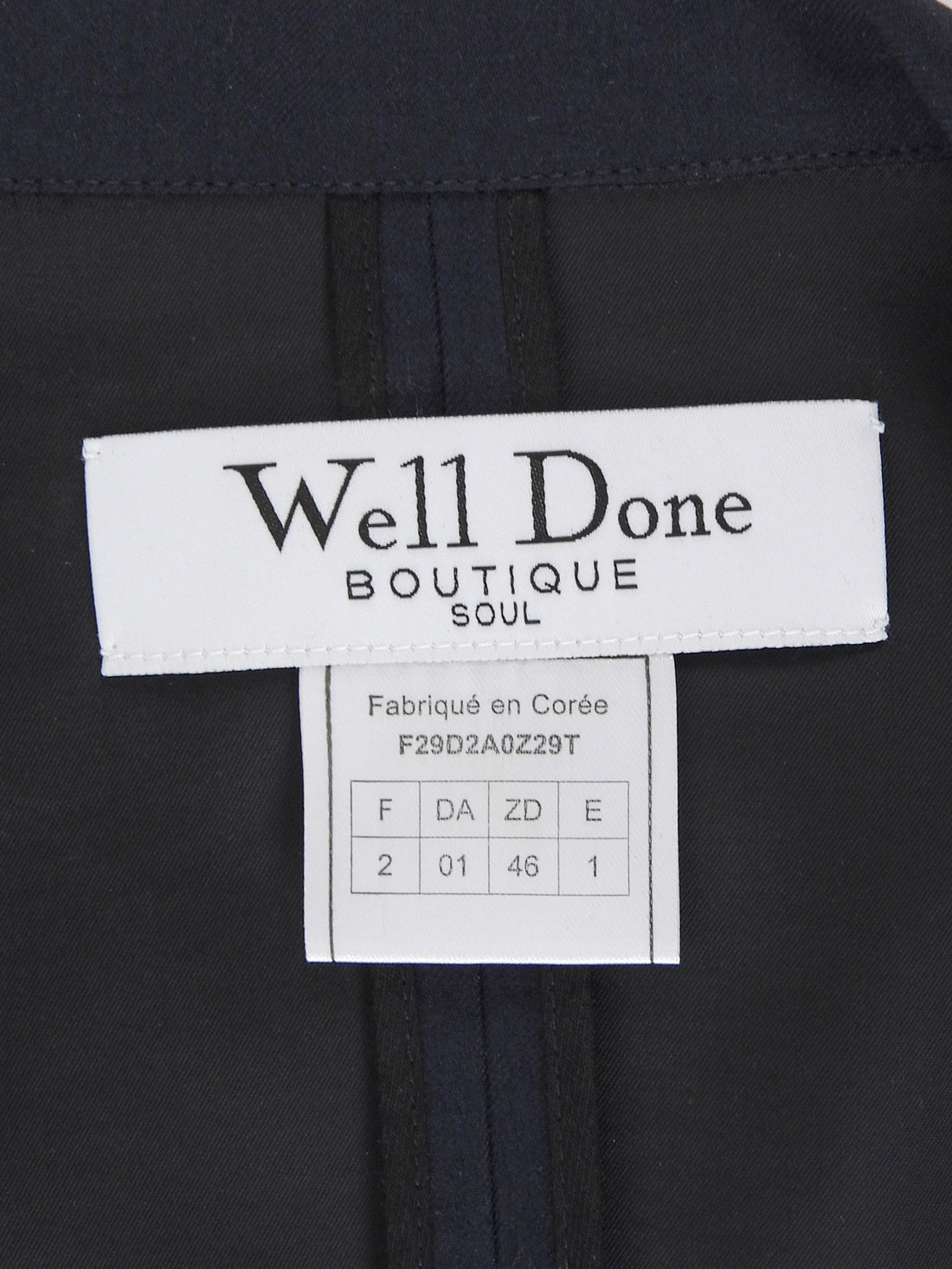 Welldone Navy Flat Double Breasted Tux Oversized Blazer - M / L