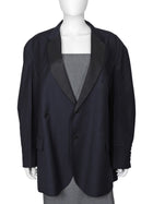Welldone Navy Flat Double Breasted Tux Oversized Blazer - M / L
