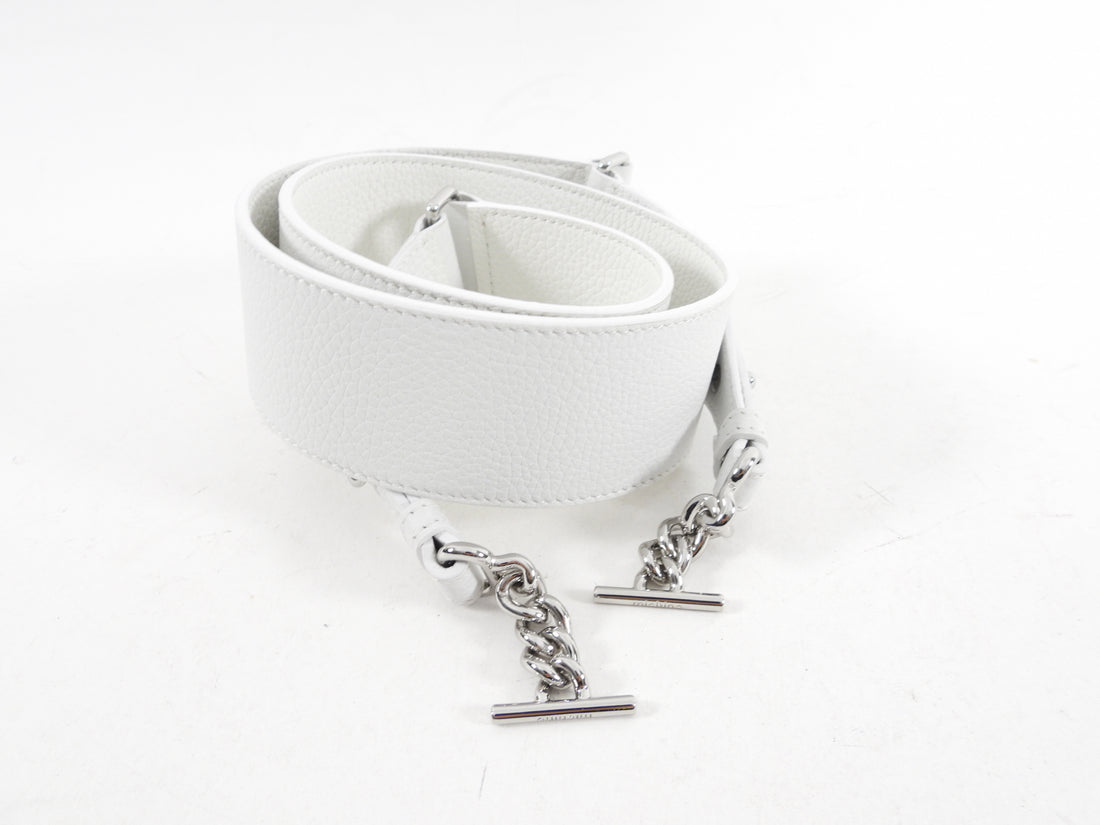 Michino Paris White Leather Wide Bag Strap