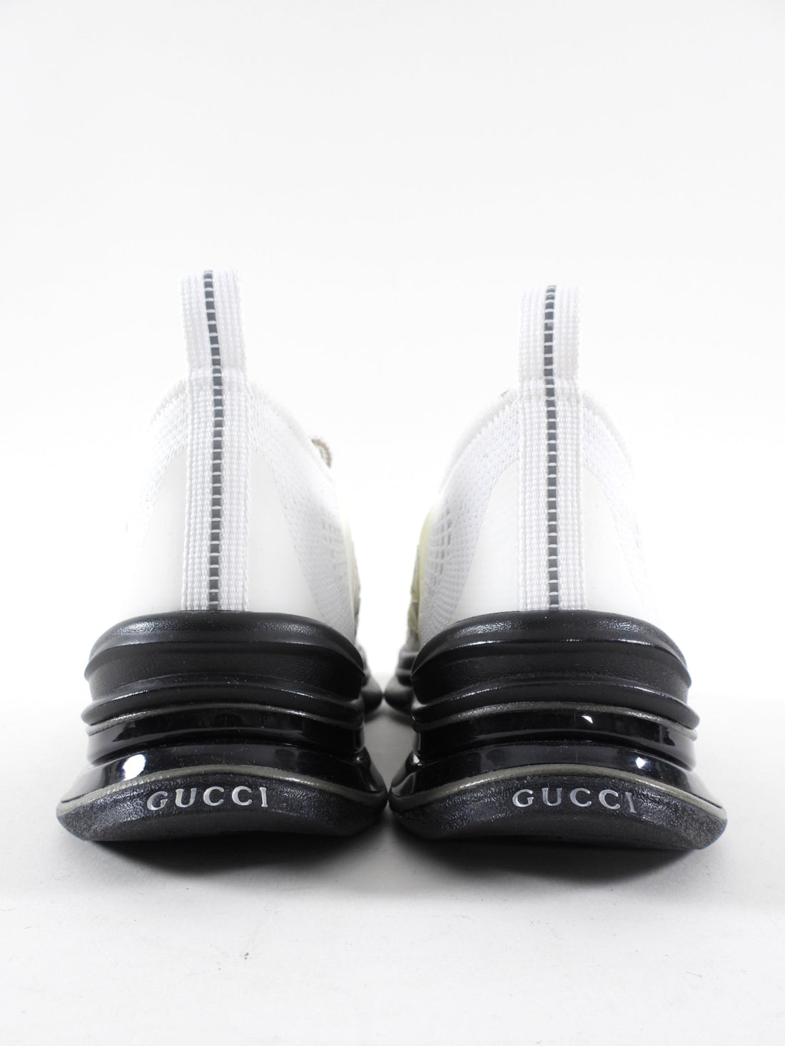 Gucci Run White Mesh GG Sneakers with Black Soles - 37 / 7