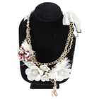Louis Vuitton Vintage Fall 2005 Red and White Chain Crystal Flower Ribbon Necklace