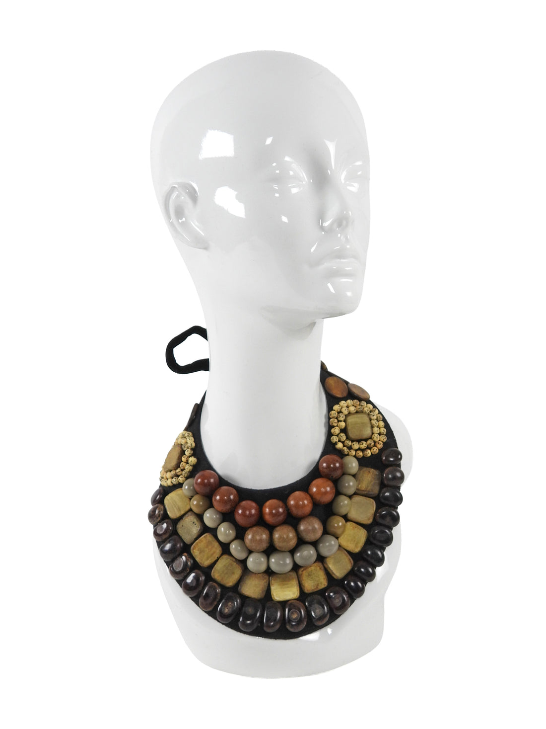 Yves Saint Laurent Rive Gauche SS 2008 Brown Beaded Bib Necklace
