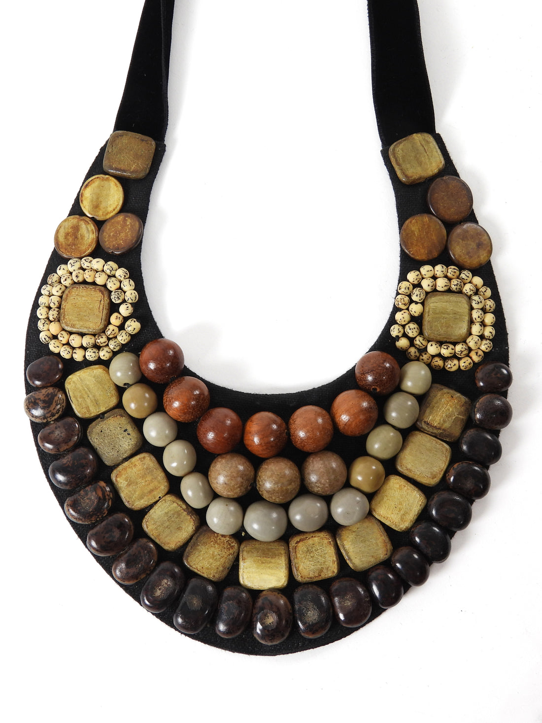 Yves Saint Laurent Rive Gauche SS 2008 Brown Beaded Bib Necklace