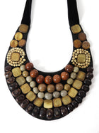 Yves Saint Laurent Rive Gauche SS 2008 Brown Beaded Bib Necklace