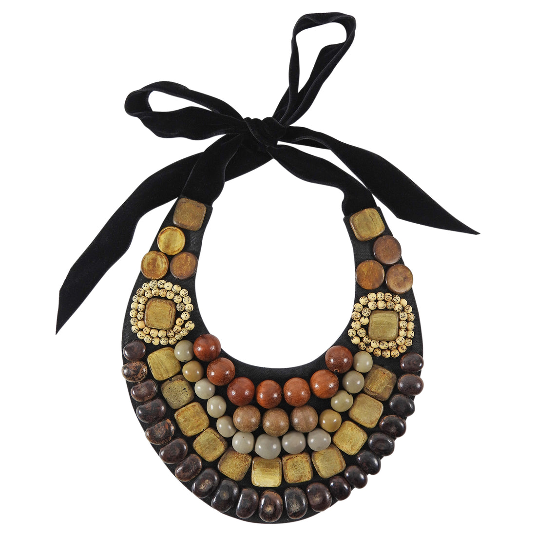 Yves Saint Laurent Rive Gauche SS 2008 Brown Beaded Bib Necklace