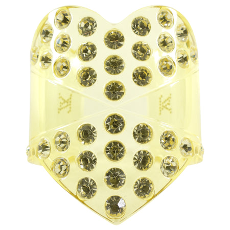 Louis Vuitton Yellow Acrylic Resin Crystal Studded Heart Cuff Bracelet