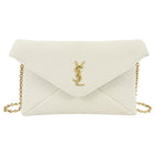 Saint Laurent Ivory Grained Leather Cassandre Chain Pouch