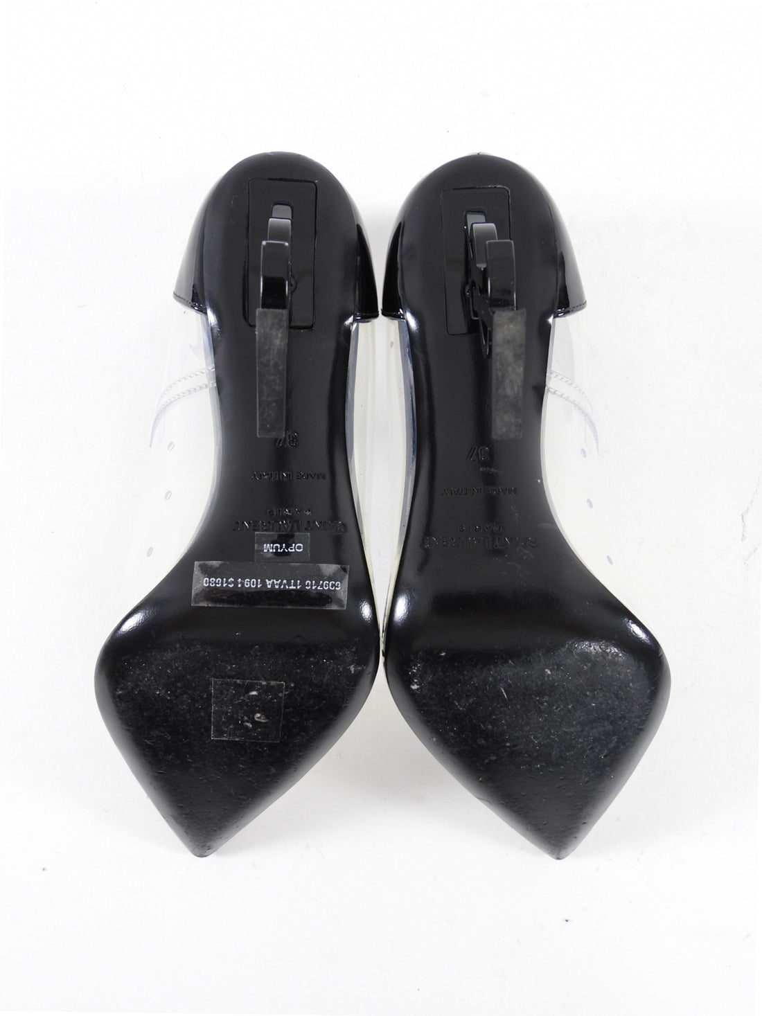 Saint Laurent Black Patent Clear Acrylic Opyum Pumps - 37 / 6.5