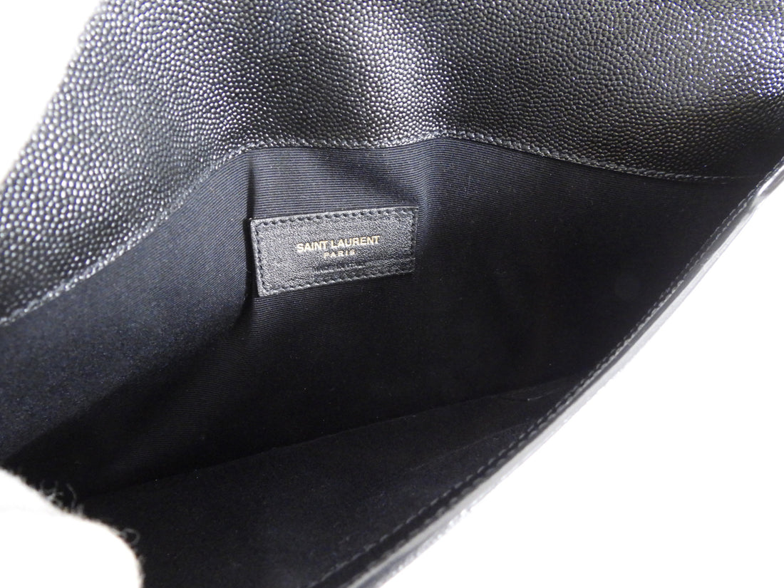 Saint Laurent Black Leather Uptown Pouch Clutch Bag