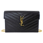 Saint Laurent Black Grain de Poudre Cassandre Wallet on Chain Bag