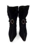 Yves Saint Laurent Haute Couture 1990's Black Velvet Purple Boots - 41