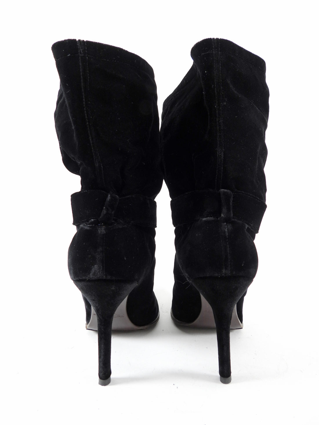 Yves Saint Laurent Haute Couture 1990's Black Velvet Purple Boots - 41