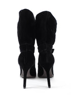 Yves Saint Laurent Haute Couture 1990's Black Velvet Turquoise Boots - 41