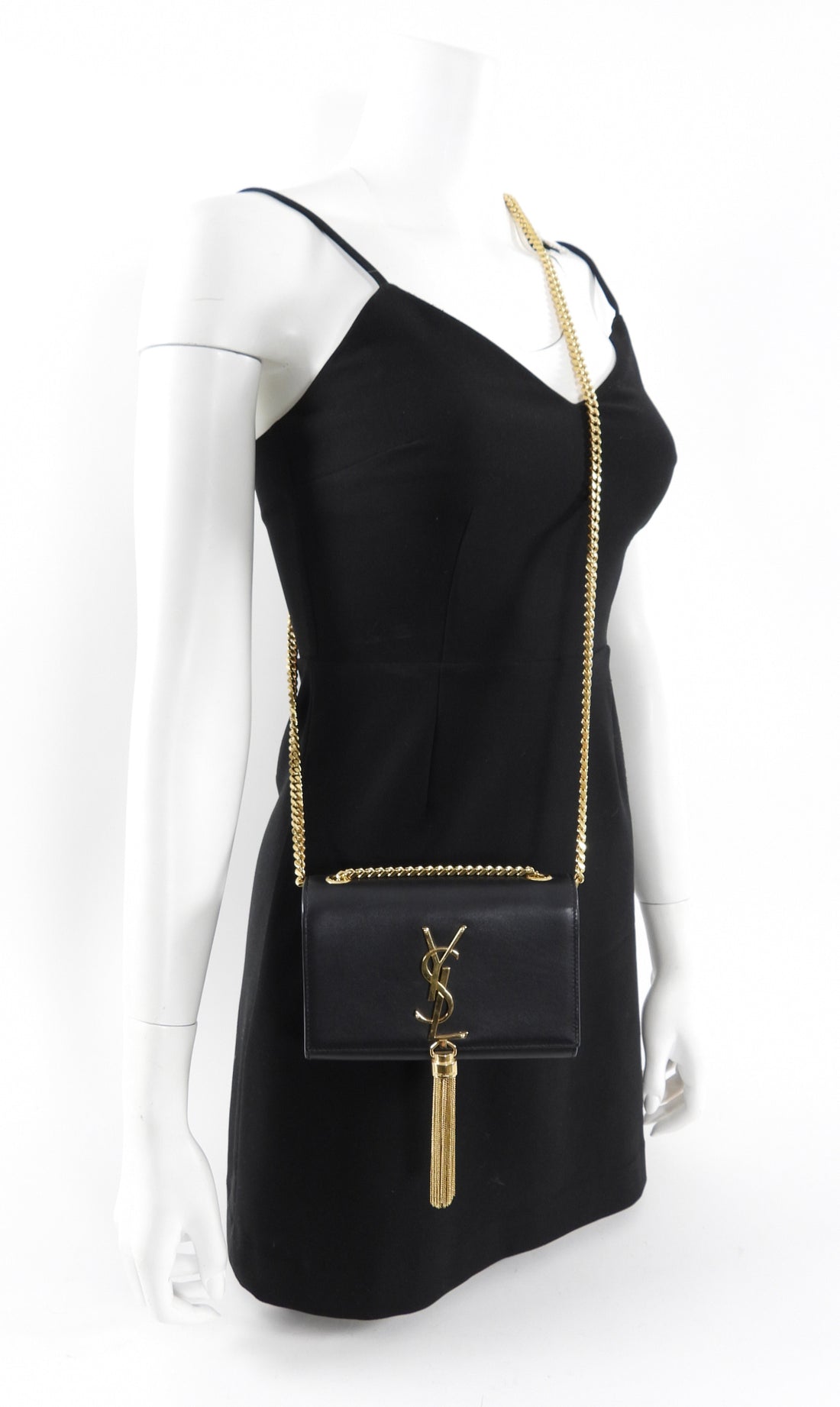 Saint Laurent Black Leather Small Kate Chain Tassel Bag
