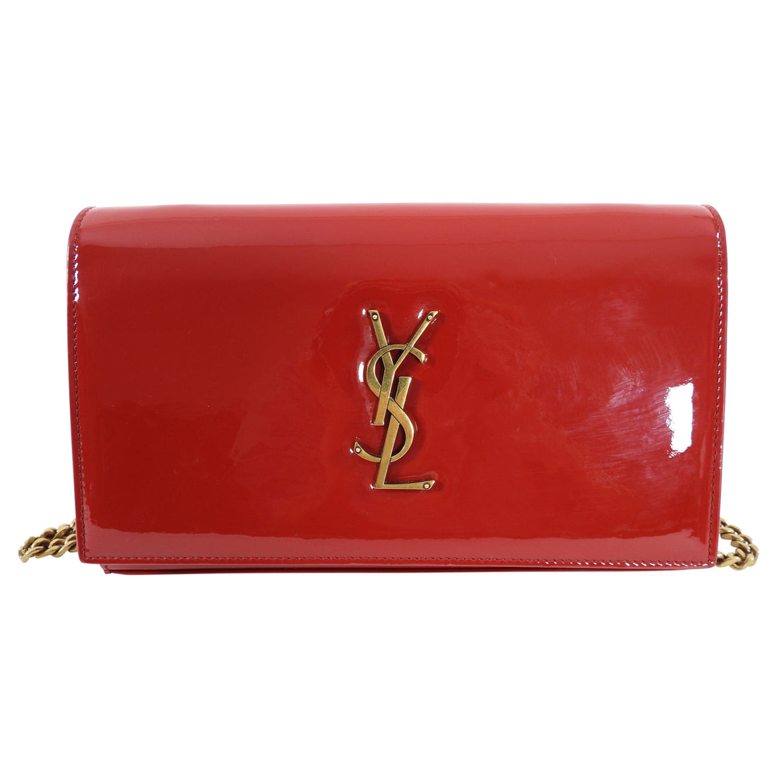 Saint Laurent Red Patent Kate Wallet on Chain Bag