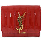 Saint Laurent Red Patent Leather Monogram Compact Wallet