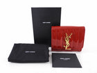 Saint Laurent Red Patent Leather Monogram Compact Wallet
