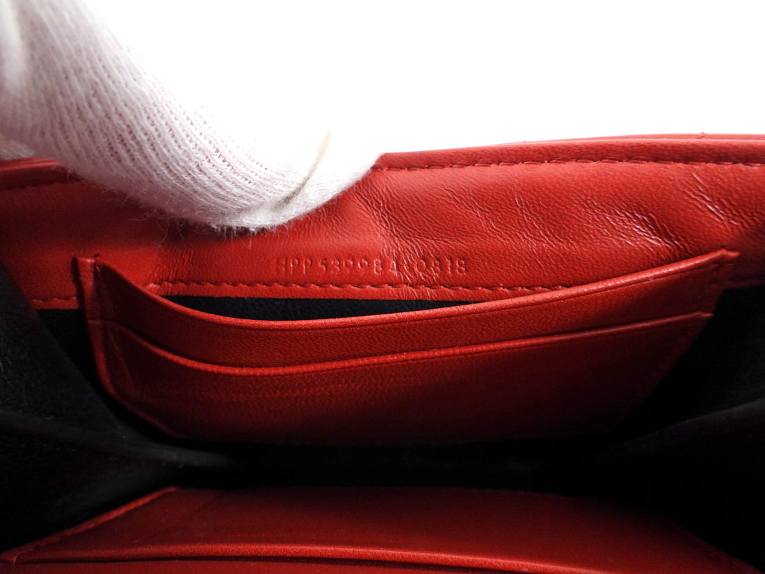 Saint Laurent Red Patent Leather Monogram Compact Wallet