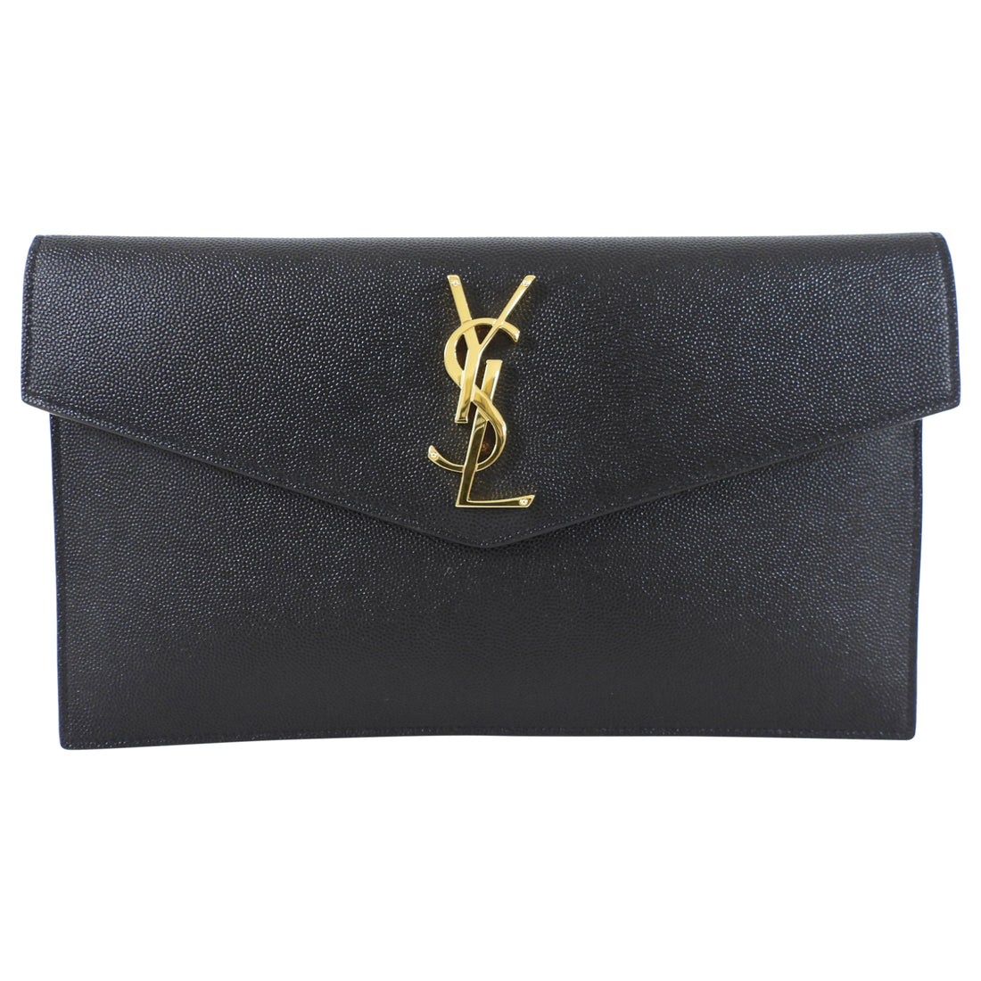 Saint Laurent Black Leather Uptown Pouch Clutch Bag