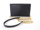 Saint Laurent Black Grain de Poudre Cassandre Wallet on Chain Bag