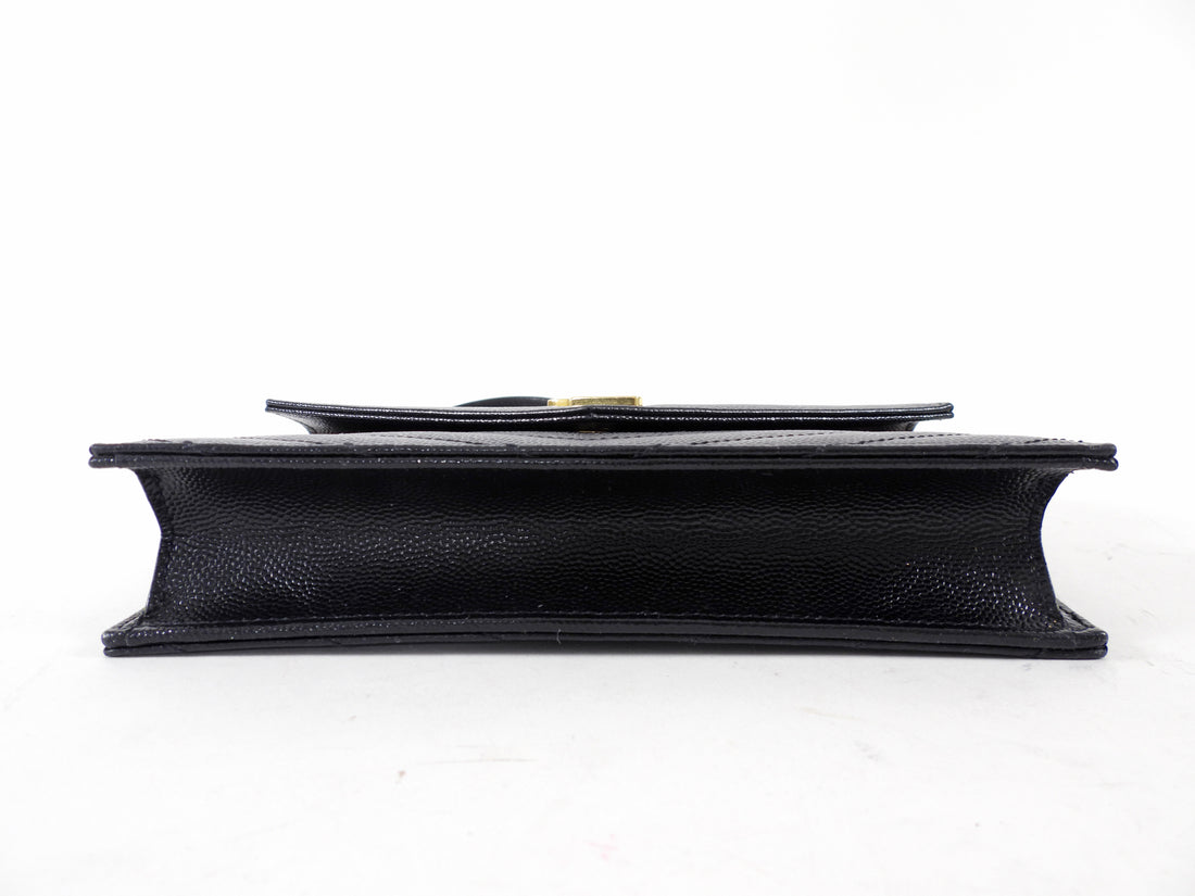 Saint Laurent Black Grain de Poudre Cassandre Wallet on Chain Bag