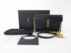Saint Laurent Black Grain de Poudre Cassandre Wallet on Chain Bag
