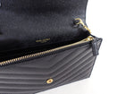Saint Laurent Black Grain de Poudre Cassandre Wallet on Chain Bag