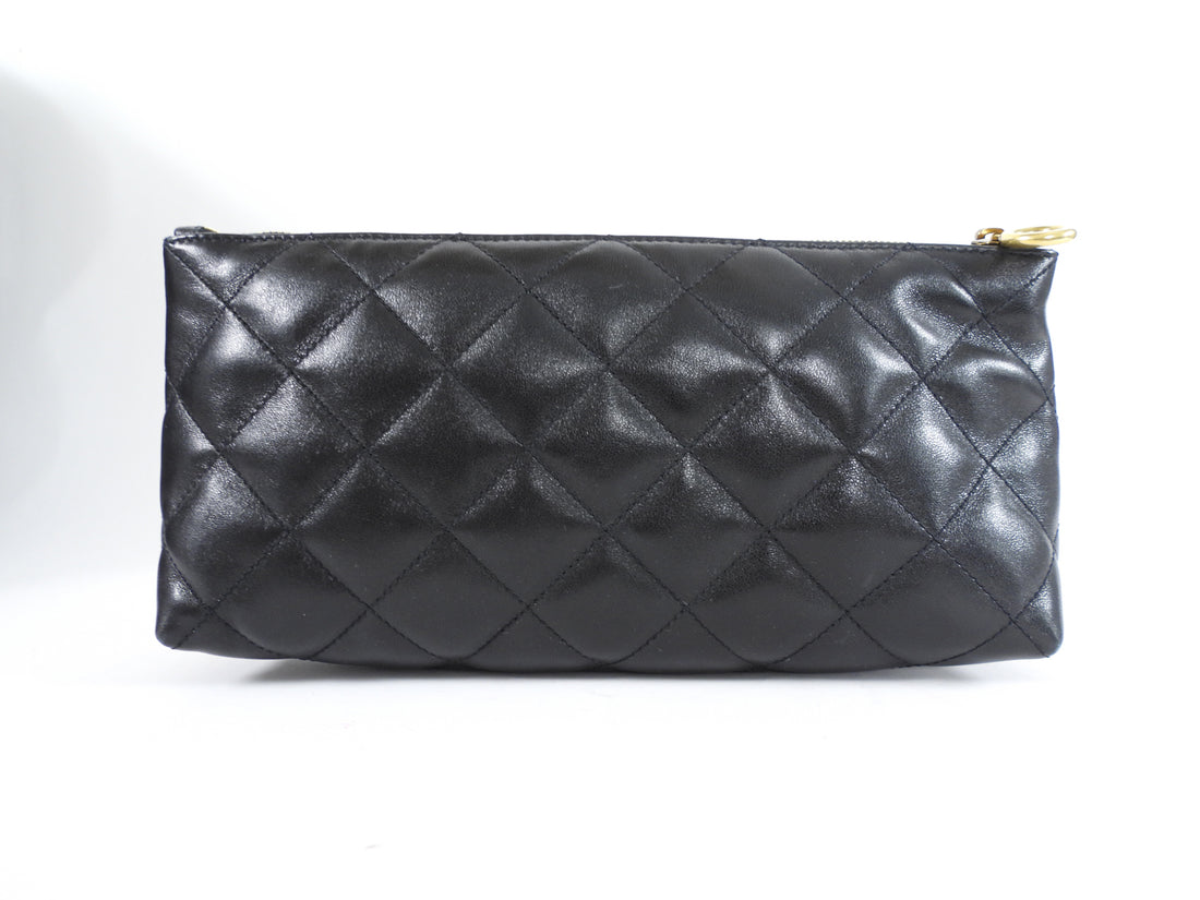 Saint Laurent Black Quilted Lambskin Icare Maxi Shopping Tote with Pouch