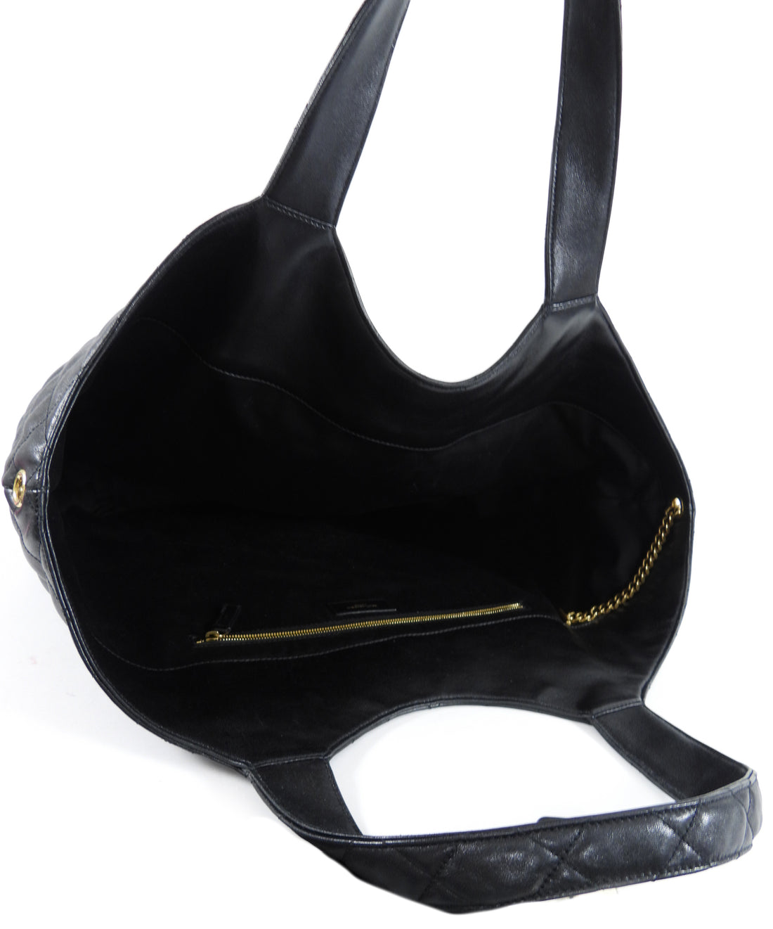 Saint Laurent Black Quilted Lambskin Icare Maxi Shopping Tote with Pouch