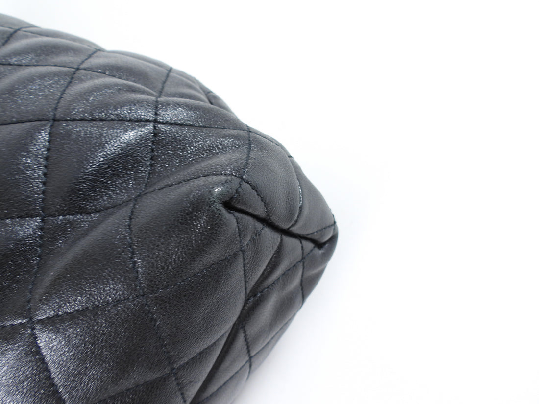 Saint Laurent Black Quilted Lambskin Icare Maxi Shopping Tote with Pouch