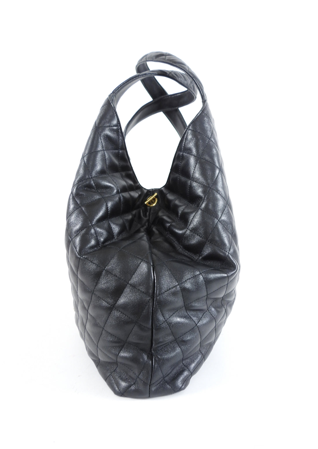 Saint Laurent Black Quilted Lambskin Icare Maxi Shopping Tote with Pouch