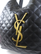 Saint Laurent Black Quilted Lambskin Icare Maxi Shopping Tote with Pouch