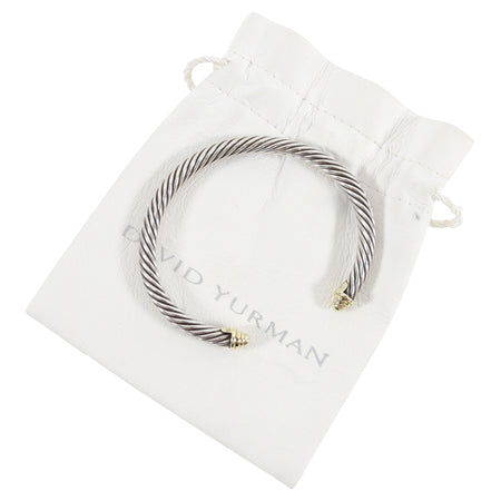 David Yurman Sterling Silver and Gold 5mm Cable Classic Bracelet