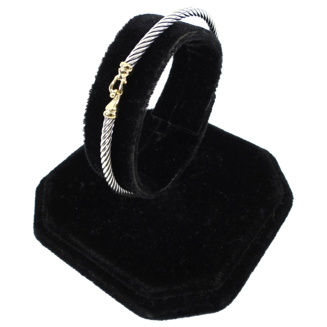 David Yurman Sterling and Gold 3mm Buckle Cable Classic Bracelet