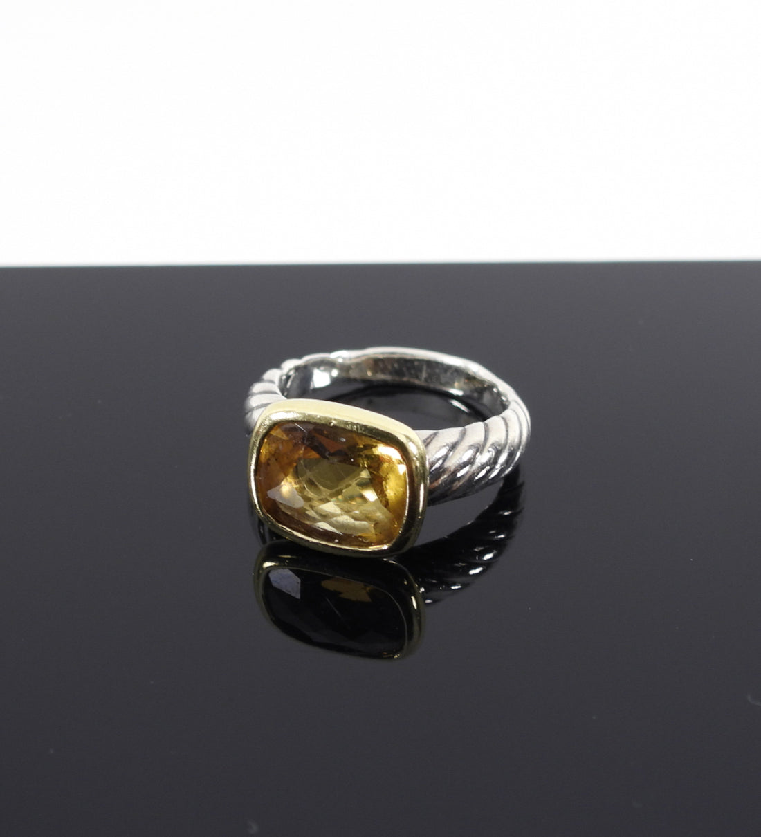 David Yurman Citrine Sterling Silver Gold Ring - USA 5