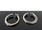 David Yurman Sterling and Gold Cable Crossover Hoop Earrings