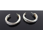 David Yurman Sterling Silver and Diamond Crossover Hoop Earrings