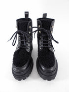 Yves Solomon Black Shearling Leather Ankle Boots - 37