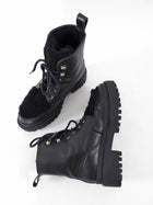 Yves Solomon Black Shearling Leather Ankle Boots - 37