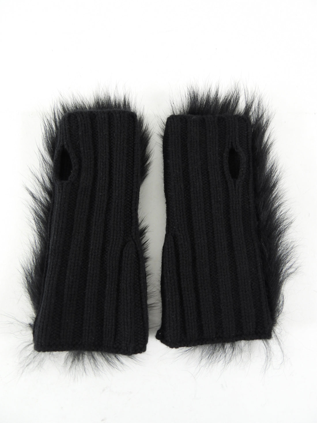 Yves Solomon Fingerless Mitts - Shearling / Cashmere