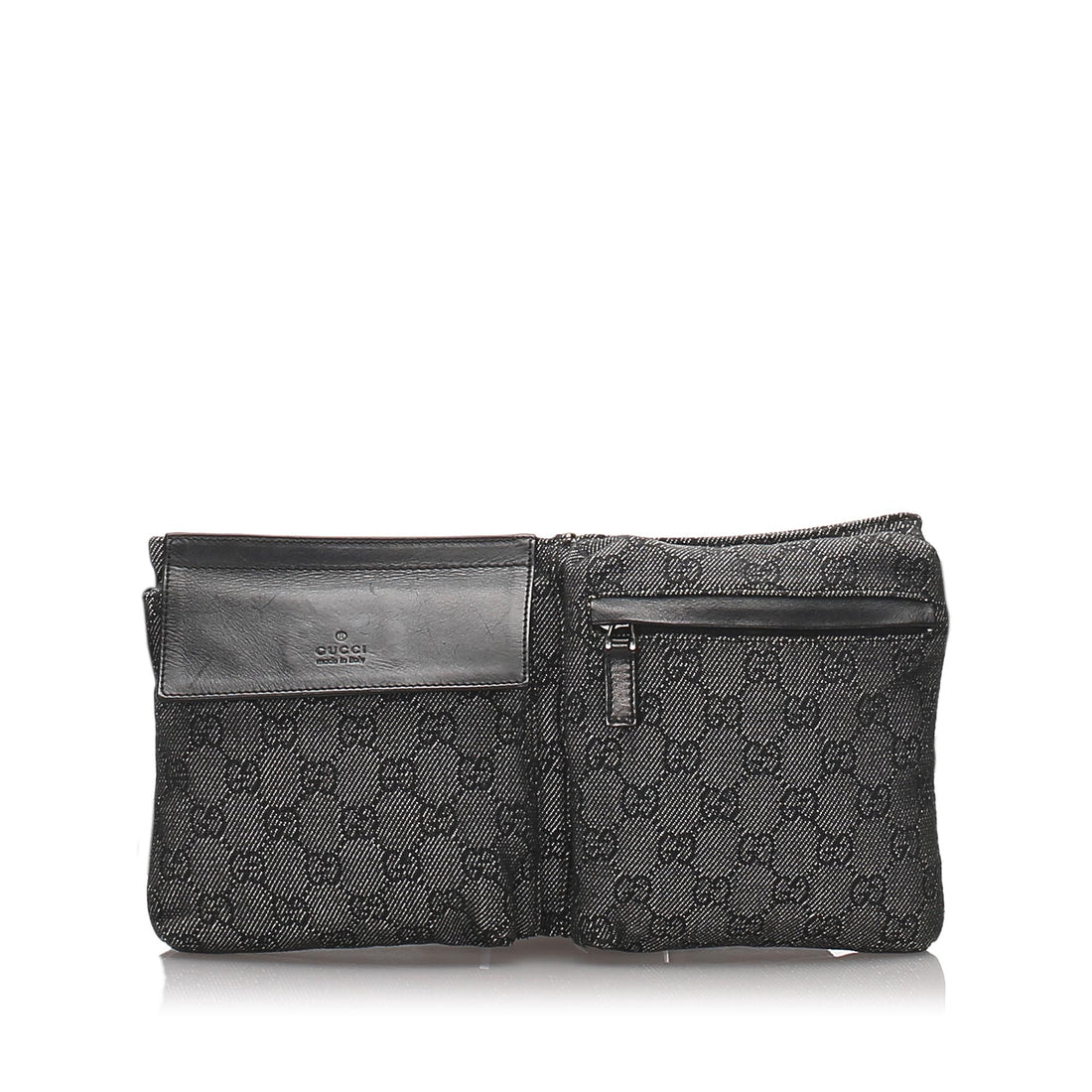 Gucci Black Monogram GG Belt Bag Fanny Pack Waist Pouch 927gk26