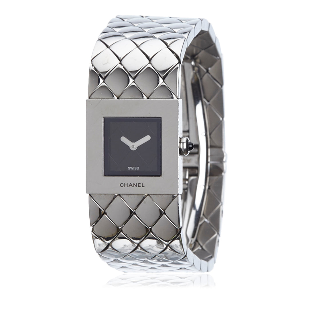 Chanel Vintage 1993 Silver Matelasse Quilt Acier Ladies Wrist Watch