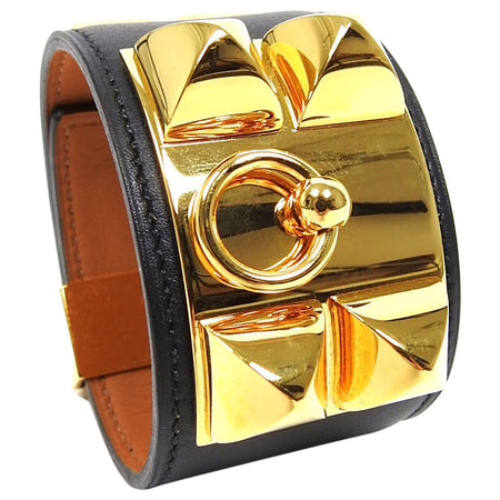 Hermes Collier de Chien Cuff Bracelet in Black