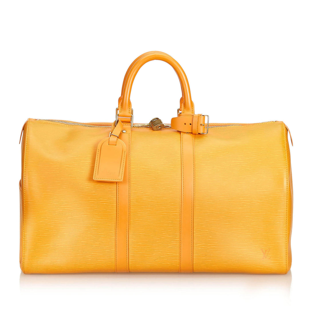 Keepall leather travel bag Louis Vuitton Orange in Leather - 30548885