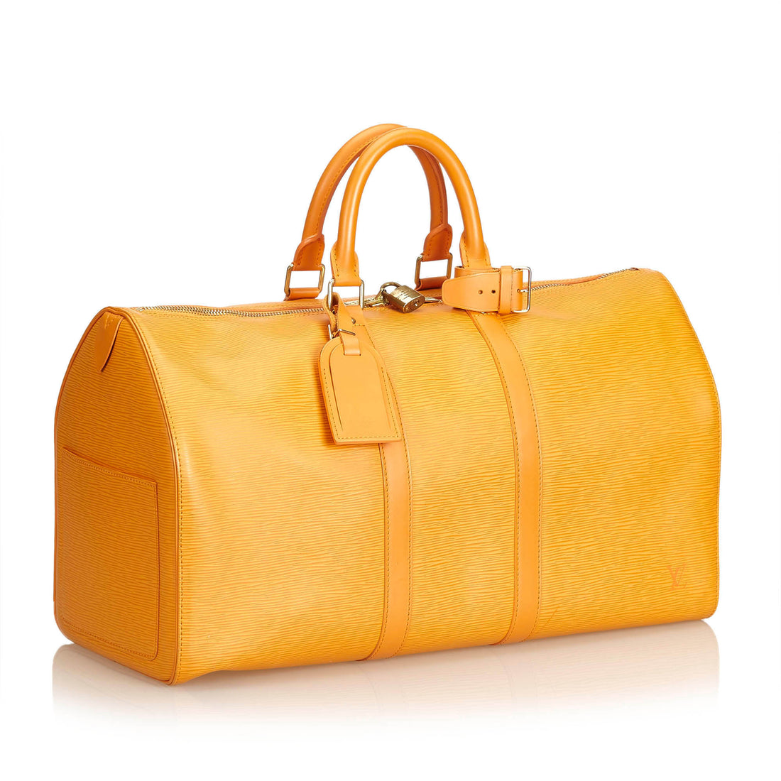 Keepall leather travel bag Louis Vuitton Orange in Leather - 25842576