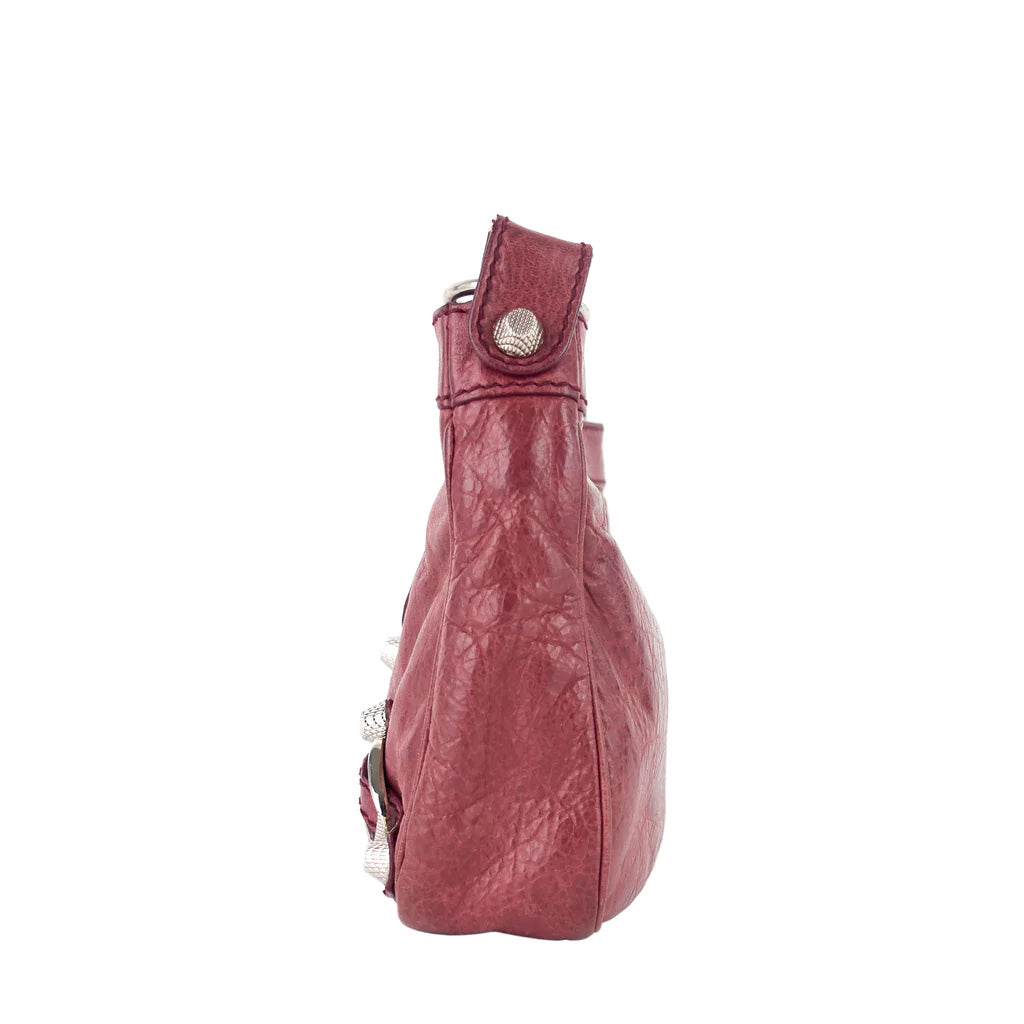 Balenciaga Dark Red Hip Giant Stud Agneau Leather Crossbody Bag