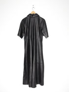 CO Black Lambskin Leather Short Sleeve Maxi Dress - S