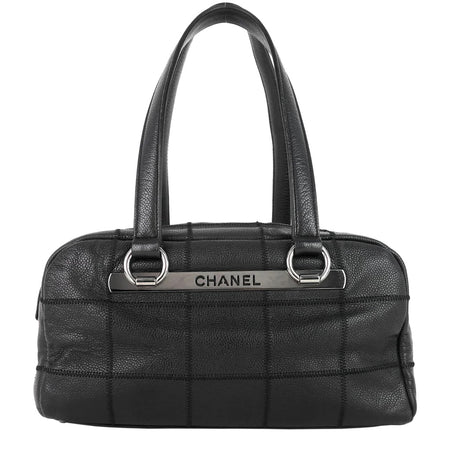 Chanel Choco Bar Black Quilted Caviar Leather Shoulder Bag