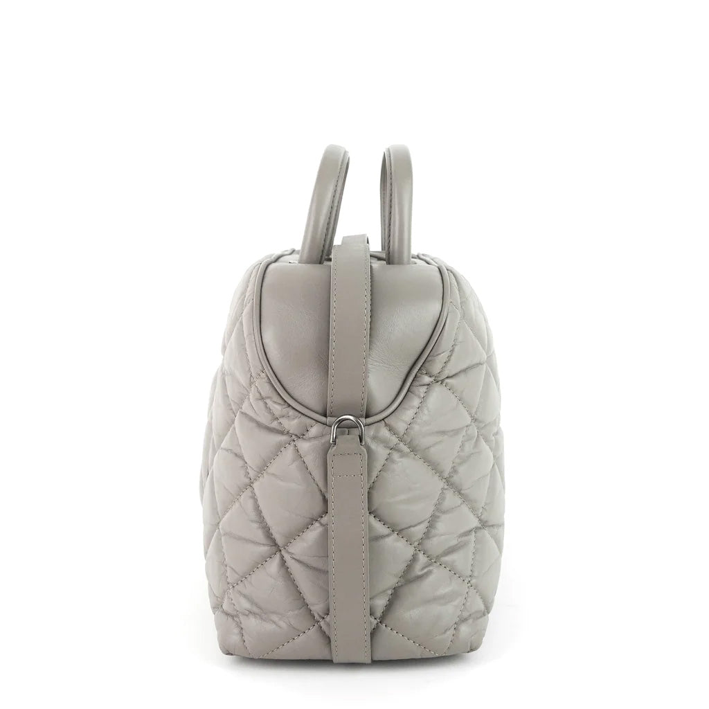 Chanel Grey Aged Calfskin Small Two-Way Bowling Bag