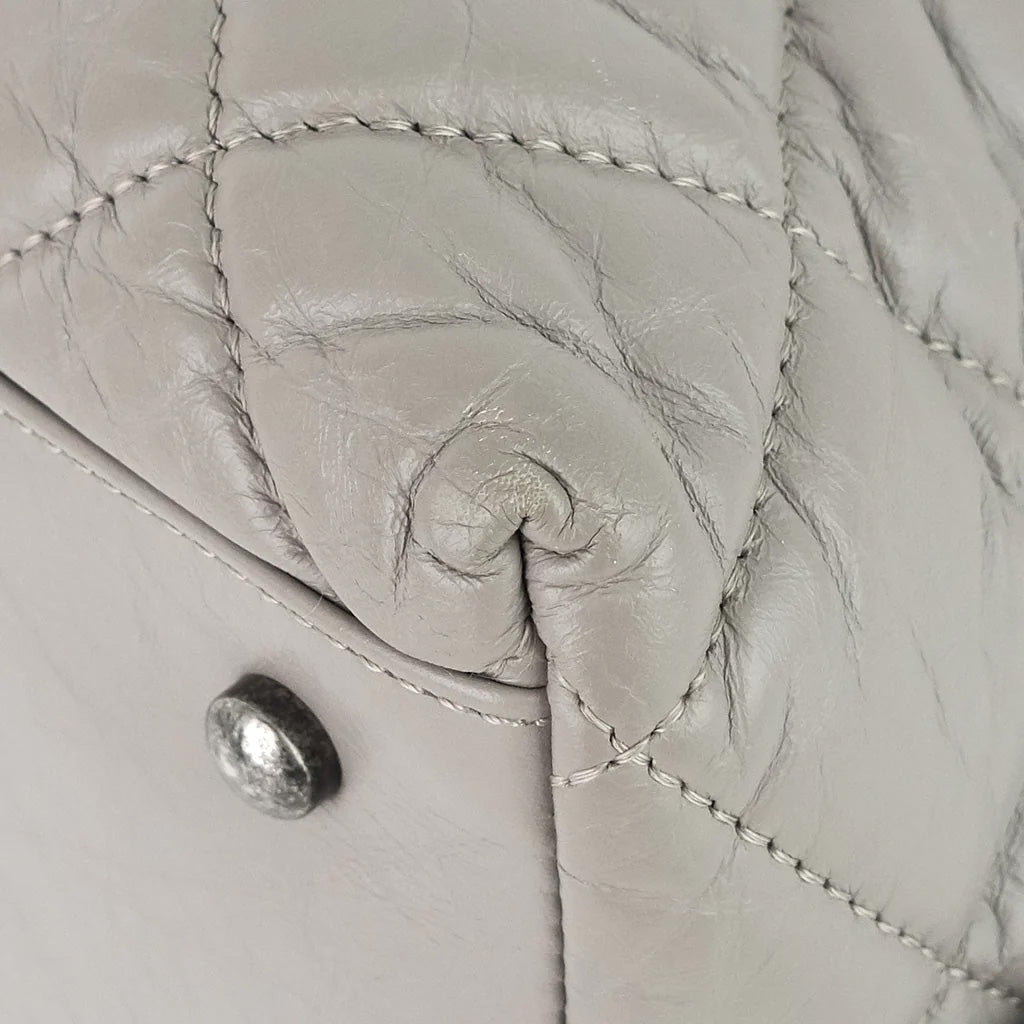 Chanel Grey Aged Calfskin Small Two-Way Bowling Bag